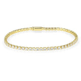 3W1689 - Gold Brass Bracelet with AAA Grade CZ in Clear - Alamode - Flyclothing LLC