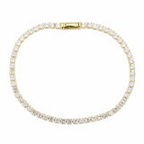 3W1689 - Gold Brass Bracelet with AAA Grade CZ in Clear - Alamode