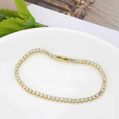 3W1689 - Gold Brass Bracelet with AAA Grade CZ in Clear