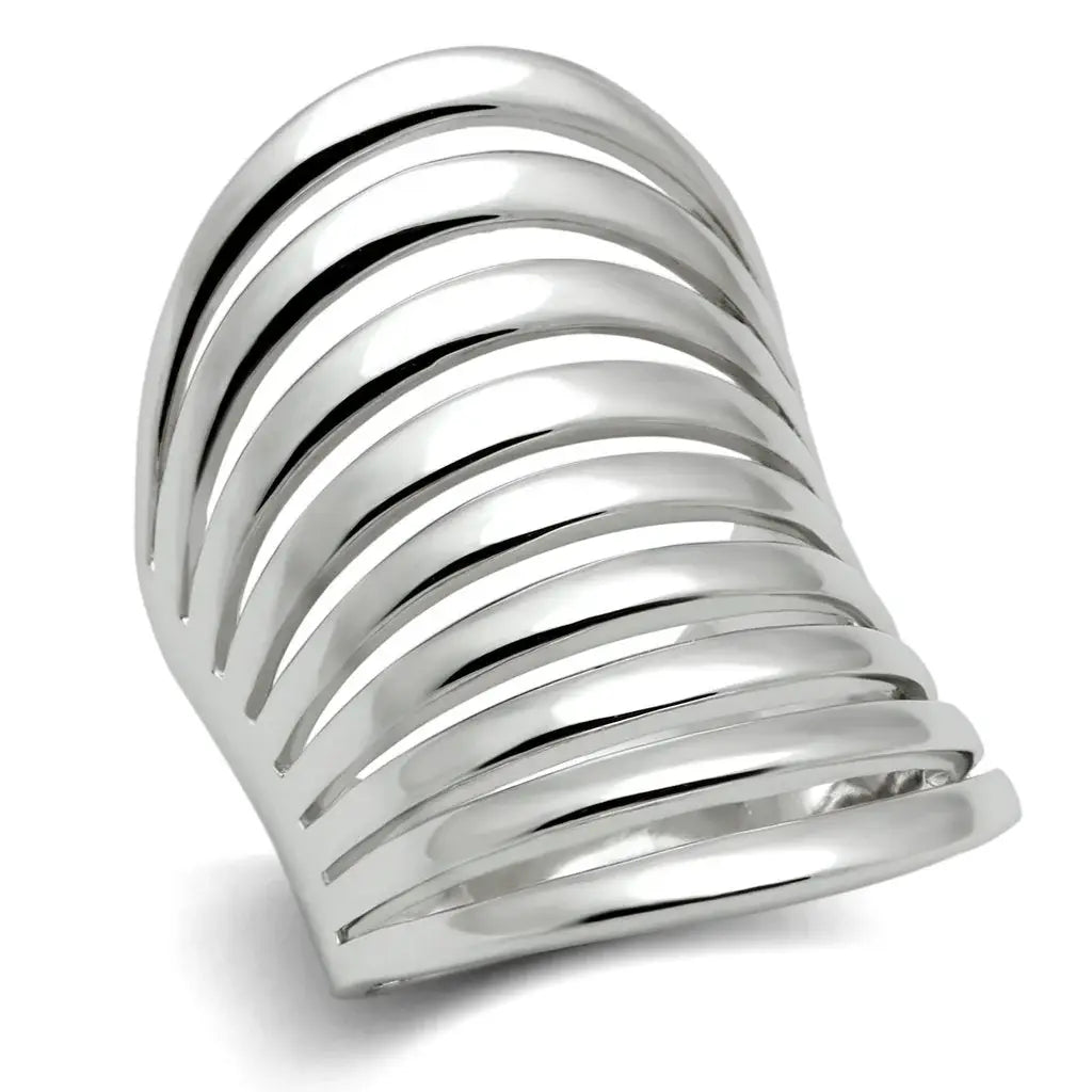 3W168 - Rhodium Brass Ring with No Stone - Alamode - Flyclothing LLC