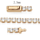 3W1690 - Rose Gold Brass Bracelet with AAA Grade CZ in Clear - Alamode