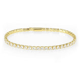 3W1692 - Gold Brass Bracelet with AAA Grade CZ in Clear - Alamode - Flyclothing LLC