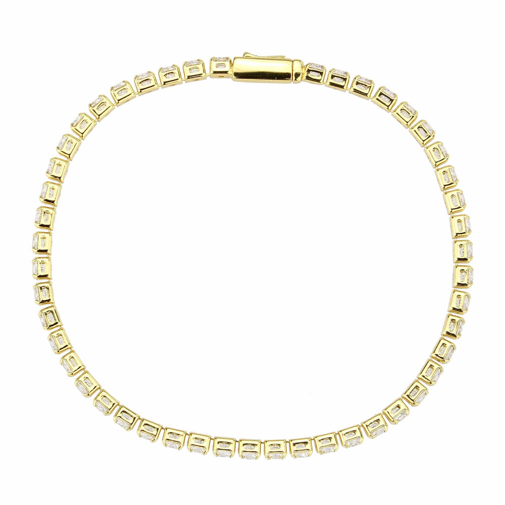 3W1692 - Gold Brass Bracelet with AAA Grade CZ in Clear - Alamode - Flyclothing LLC