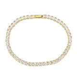 3W1695 - Gold Brass Bracelet with AAA Grade CZ in Clear - Alamode - Flyclothing LLC