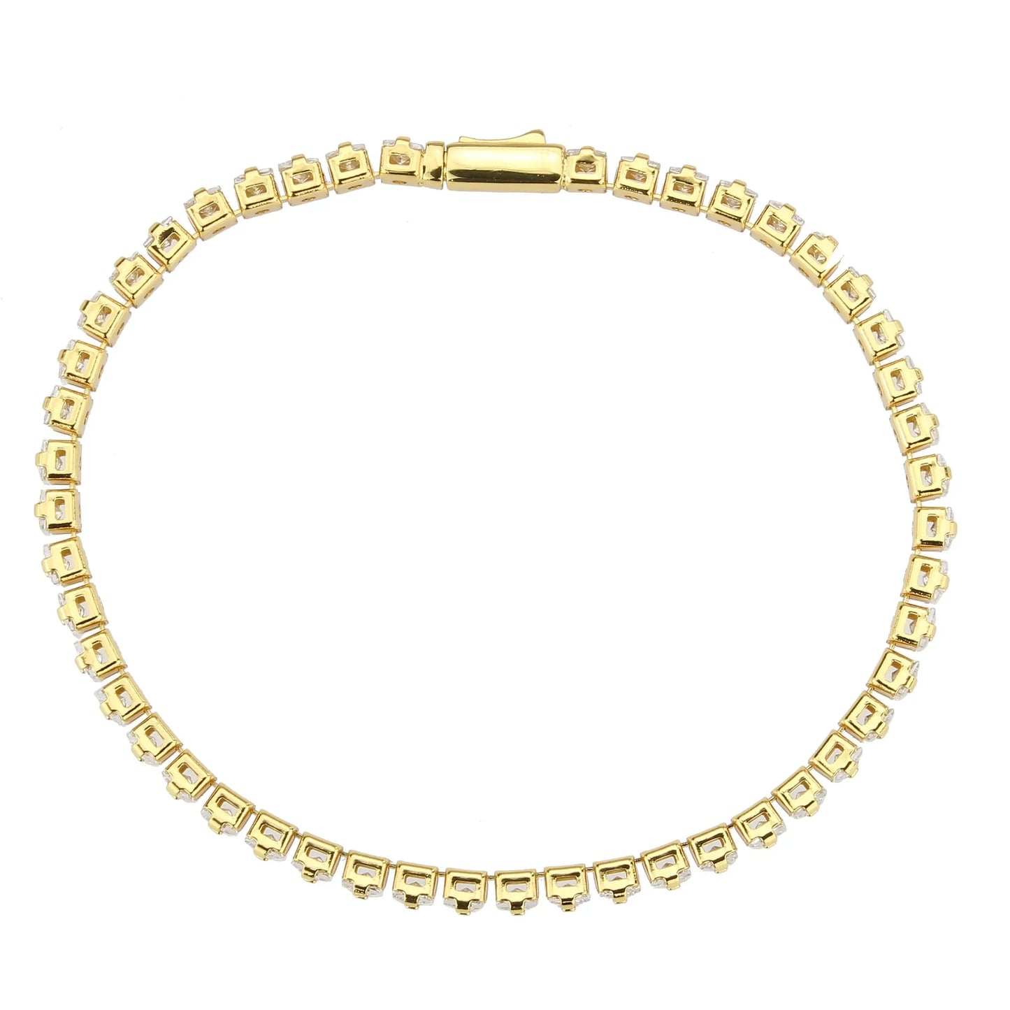 3W1695 - Gold Brass Bracelet with AAA Grade CZ in Clear - Alamode - Flyclothing LLC