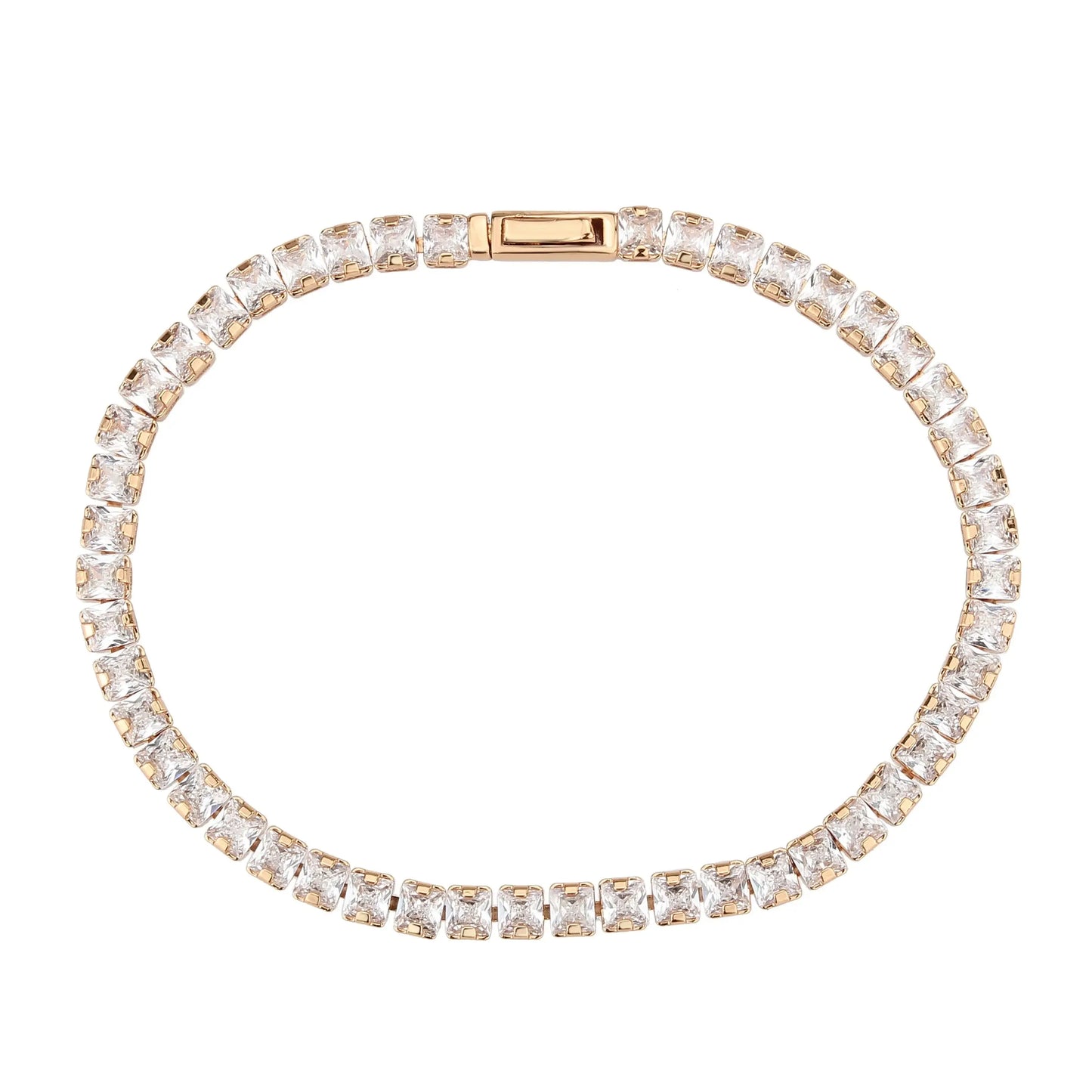 3W1696 - Rose Gold Brass Bracelet with AAA Grade CZ in Clear - Alamode - Flyclothing LLC