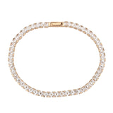 3W1696 - Rose Gold Brass Bracelet with AAA Grade CZ in Clear - Alamode - Flyclothing LLC