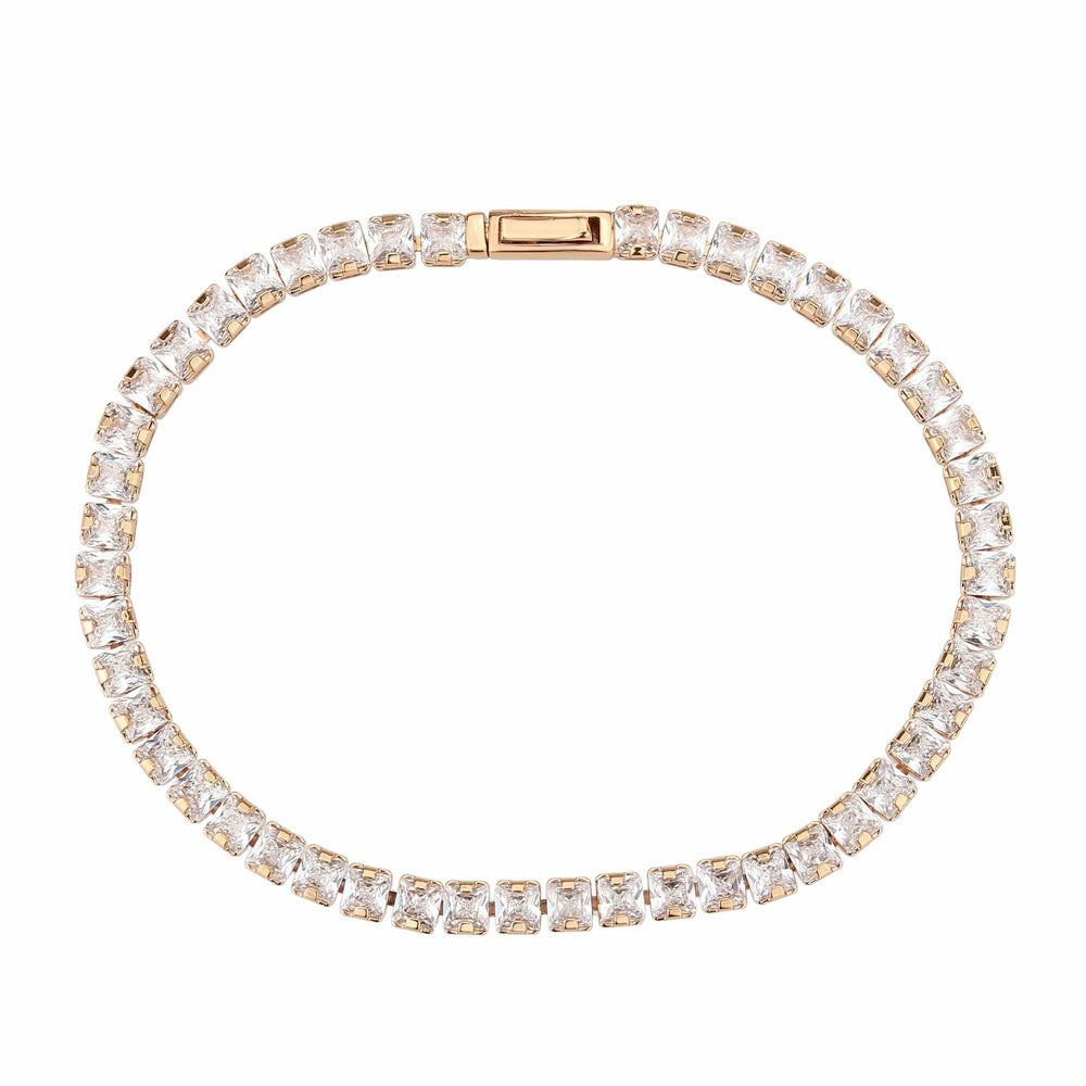3W1696 - Rose Gold Brass Bracelet with AAA Grade CZ in Clear - Alamode - Flyclothing LLC