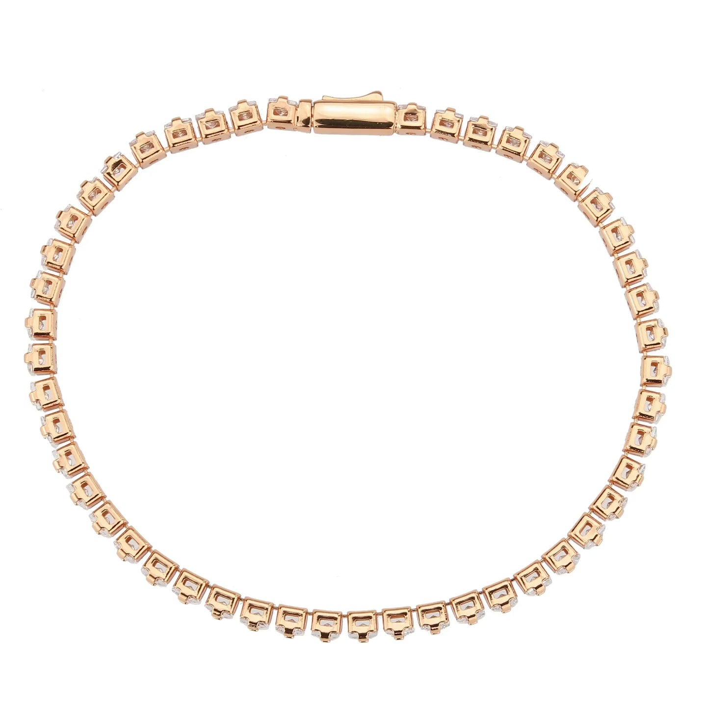 3W1696 - Rose Gold Brass Bracelet with AAA Grade CZ in Clear - Alamode - Flyclothing LLC