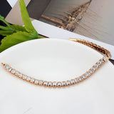 3W1699 - Rose Gold Brass Bracelet with AAA Grade CZ in Clear - Alamode