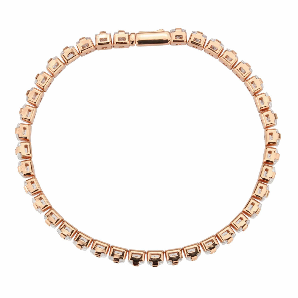 3W1699 - Rose Gold Brass Bracelet with AAA Grade CZ in Clear - Alamode - Flyclothing LLC