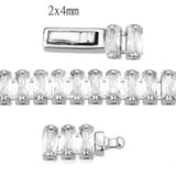 3W1700 - Rhodium Brass Bracelet with AAA Grade CZ in Clear - Alamode - Flyclothing LLC