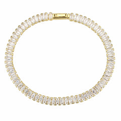 3W1701 - Gold Brass Bracelet with AAA Grade CZ in Clear