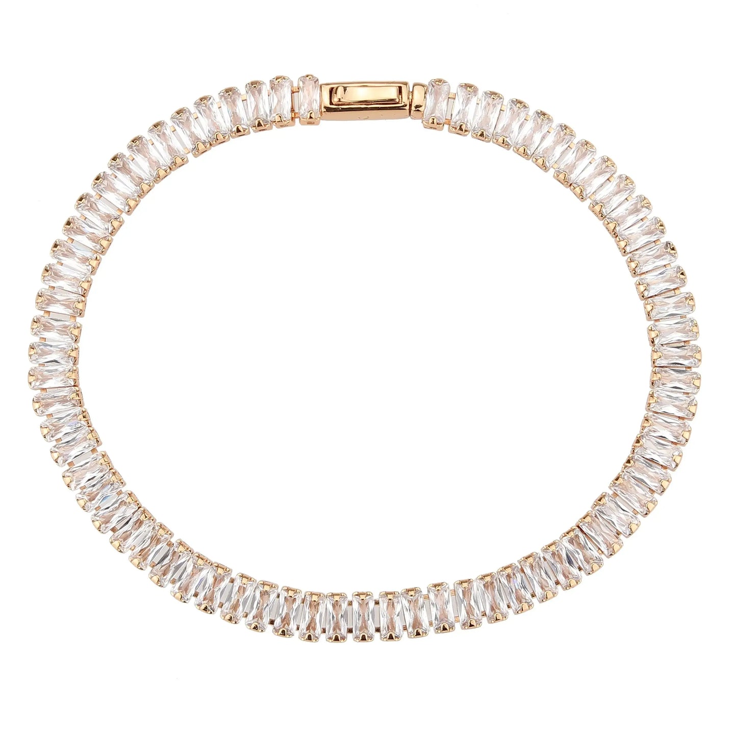 3W1702 - Rose Gold Brass Bracelet with AAA Grade CZ in Clear - Alamode - Flyclothing LLC