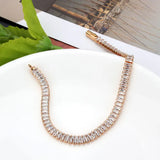 3W1702 - Rose Gold Brass Bracelet with AAA Grade CZ in Clear - Alamode - Flyclothing LLC