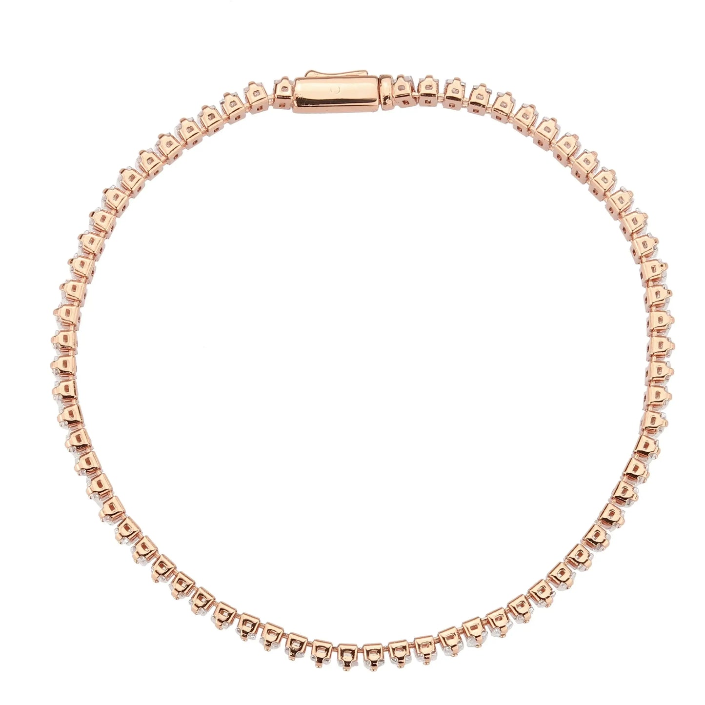 3W1702 - Rose Gold Brass Bracelet with AAA Grade CZ in Clear - Alamode - Flyclothing LLC