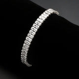 3W1703 - Rhodium Brass Bracelet with AAA Grade CZ in Clear - Alamode - Flyclothing LLC