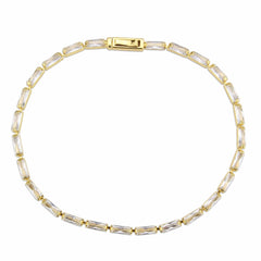 3W1707 - Gold Brass Bracelet with AAA Grade CZ in Clear