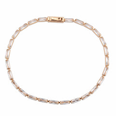 3W1708 - Rose Gold Brass Bracelet with AAA Grade CZ in Clear