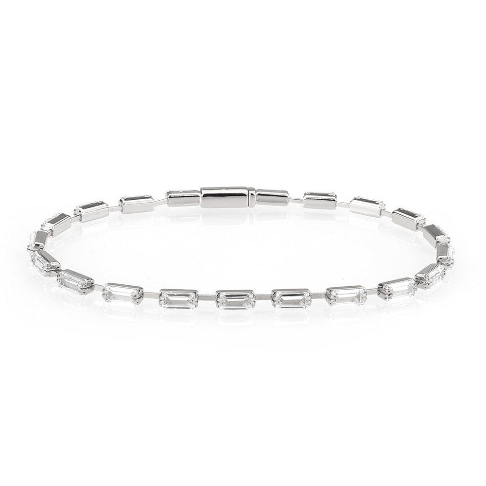 3W1709 - Rhodium Brass Bracelet with AAA Grade CZ in Clear - Alamode