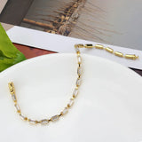 3W1710 - Gold Brass Bracelet with AAA Grade CZ in Clear - Alamode - Flyclothing LLC