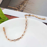 3W1711 - Rose Gold Brass Bracelet with AAA Grade CZ in Clear - Alamode - Flyclothing LLC