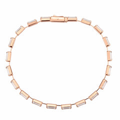 3W1711 - Rose Gold Brass Bracelet with AAA Grade CZ in Clear