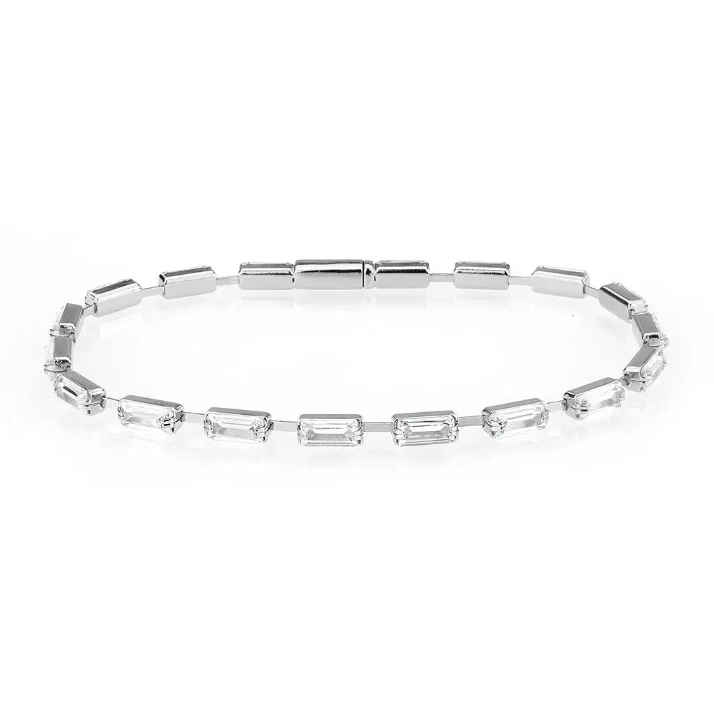 3W1712 - Rhodium Brass Bracelet with AAA Grade CZ in Clear - Alamode - Flyclothing LLC