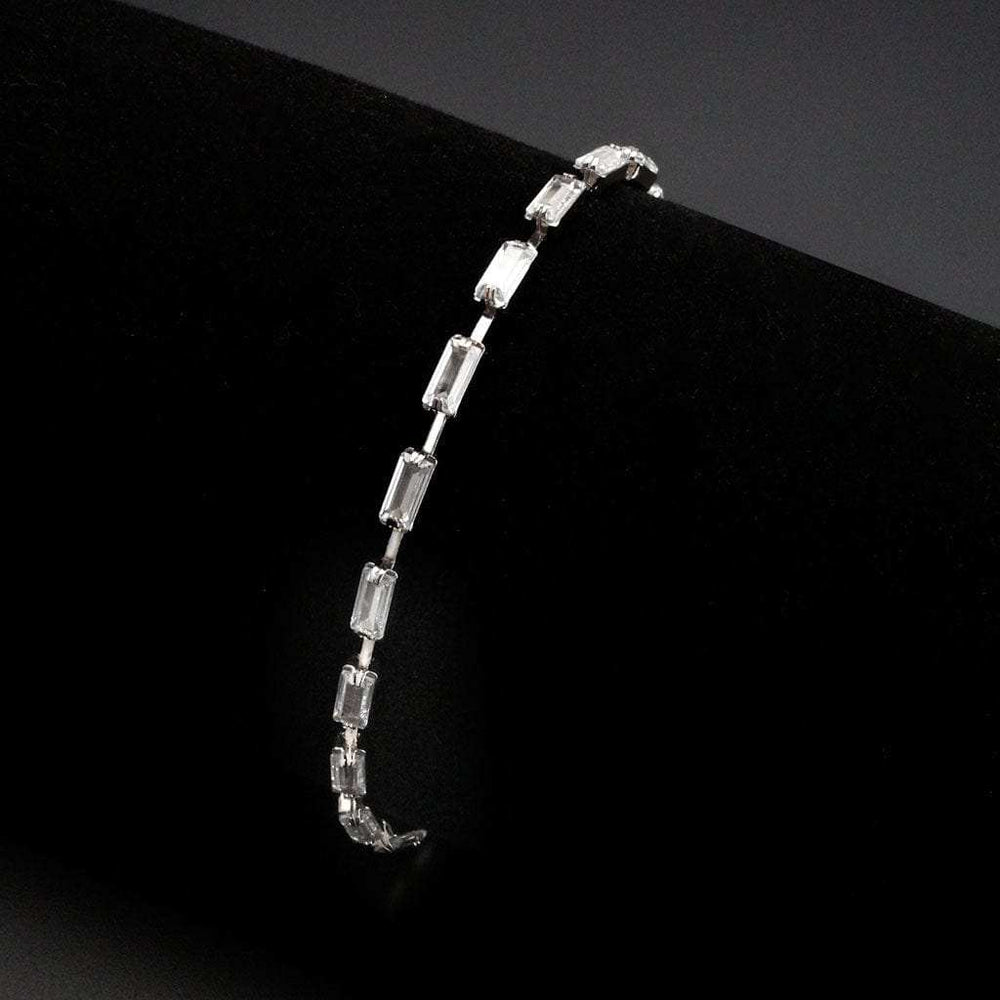 3W1712 - Rhodium Brass Bracelet with AAA Grade CZ in Clear - Alamode - Flyclothing LLC