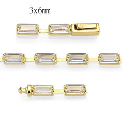 3W1713 - Gold Brass Bracelet with AAA Grade CZ in Clear