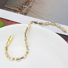 3W1713 - Gold Brass Bracelet with AAA Grade CZ in Clear