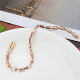 3W1714 - Rose Gold Brass Bracelet with AAA Grade CZ in Clear - Alamode - Flyclothing LLC