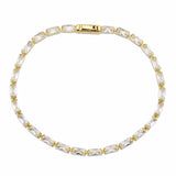 3W1716 - Gold Brass Bracelet with AAA Grade CZ in Clear - Alamode