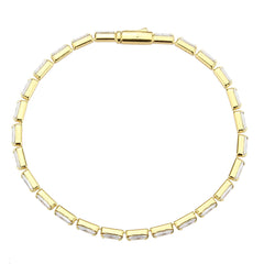 3W1716 - Gold Brass Bracelet with AAA Grade CZ in Clear