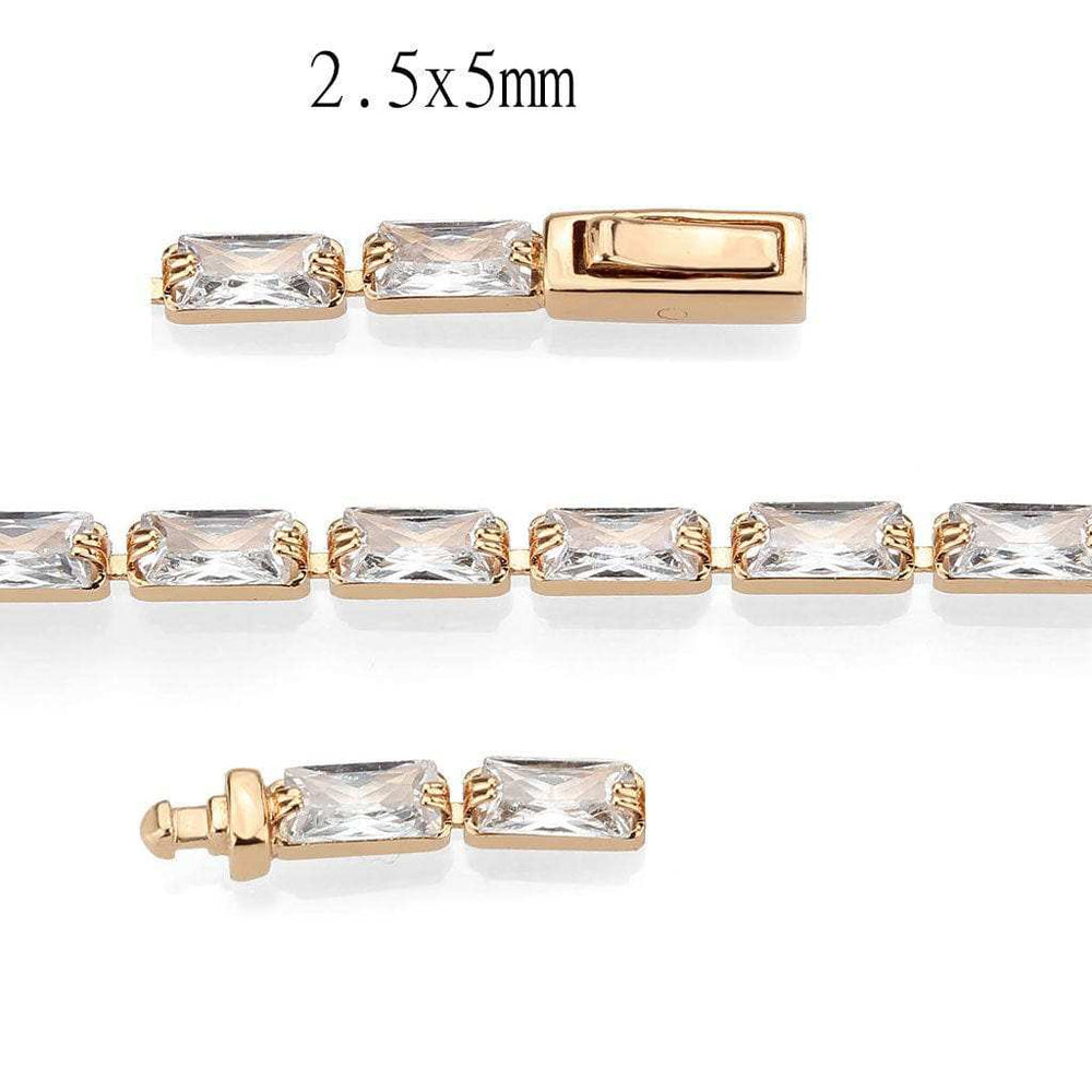3W1717 - Rose Gold Brass Bracelet with AAA Grade CZ in Clear - Alamode - Flyclothing LLC