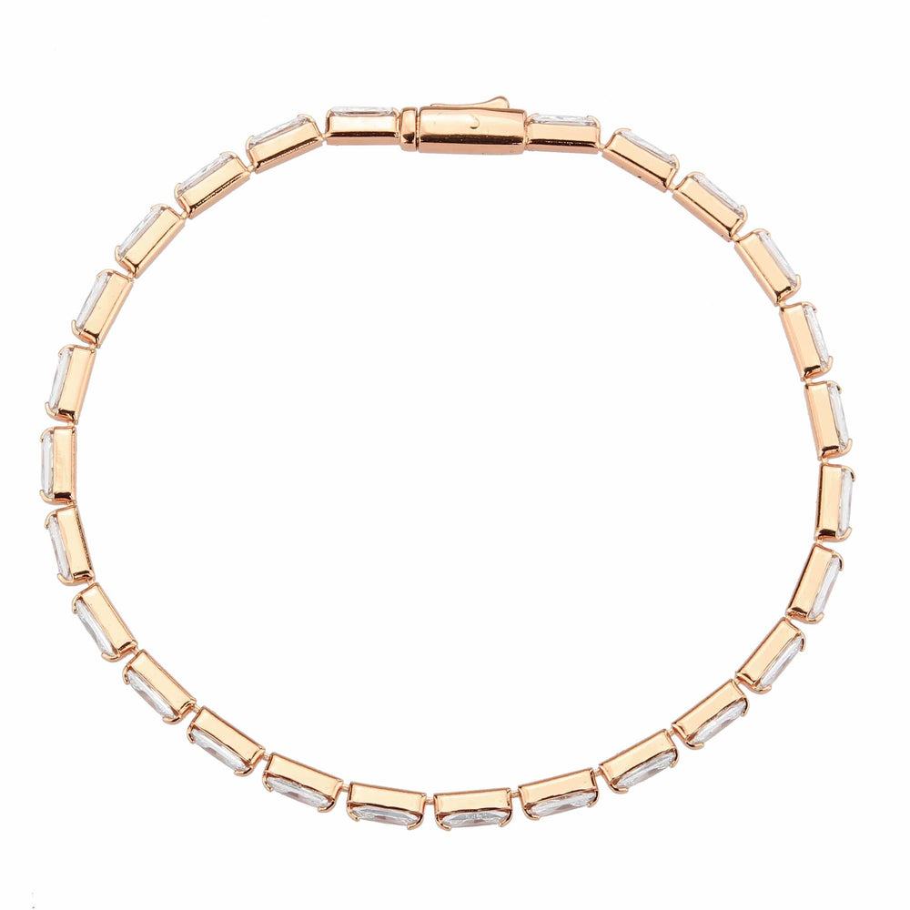 3W1717 - Rose Gold Brass Bracelet with AAA Grade CZ in Clear - Alamode - Flyclothing LLC
