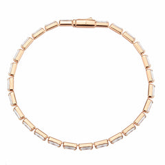 3W1717 - Rose Gold Brass Bracelet with AAA Grade CZ in Clear
