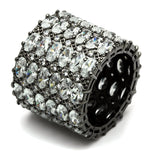 3W171 - Ruthenium Brass Ring with AAA Grade CZ  in Clear - Alamode