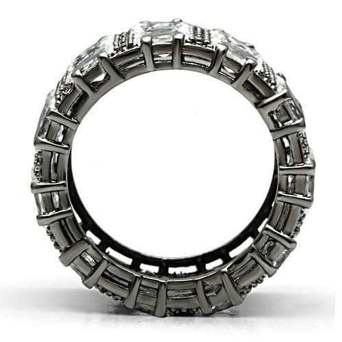 3W171 - Ruthenium Brass Ring with AAA Grade CZ in Clear - Alamode - Flyclothing LLC