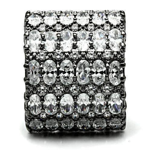 3W171 - Ruthenium Brass Ring with AAA Grade CZ in Clear - Alamode - Flyclothing LLC