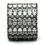 3W171 - Ruthenium Brass Ring with AAA Grade CZ in Clear - Alamode - Flyclothing LLC