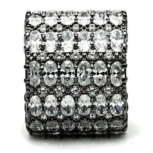 3W171 - Ruthenium Brass Ring with AAA Grade CZ in Clear - Alamode - Flyclothing LLC