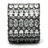 3W171 - Ruthenium Brass Ring with AAA Grade CZ  in Clear