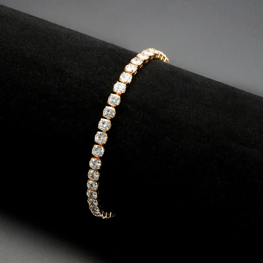 3W1720 - Rose Gold Brass Bracelet with AAA Grade CZ in Clear - Alamode - Flyclothing LLC