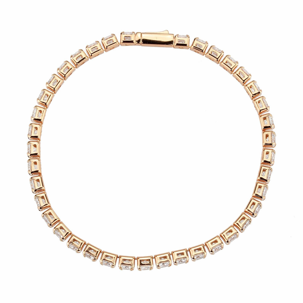 3W1720 - Rose Gold Brass Bracelet with AAA Grade CZ in Clear - Alamode - Flyclothing LLC