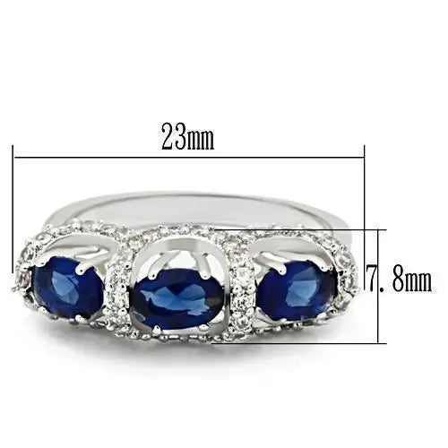 3W172 - Rhodium Brass Ring with Synthetic Synthetic Glass in Montana - Alamode - Flyclothing LLC