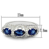 3W172 - Rhodium Brass Ring with Synthetic Synthetic Glass in Montana - Alamode