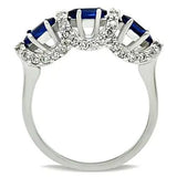 3W172 - Rhodium Brass Ring with Synthetic Synthetic Glass in Montana - Alamode