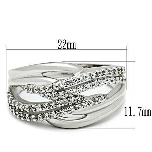 3W174 - Rhodium Brass Ring with AAA Grade CZ in Clear - Alamode - Flyclothing LLC