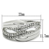 3W174 - Rhodium Brass Ring with AAA Grade CZ  in Clear - Alamode